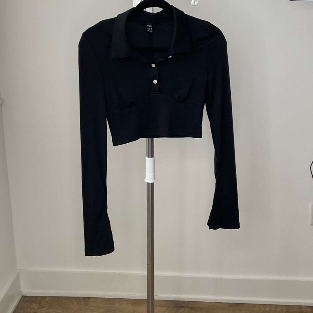 Ribbed crop long sleeve bell sleeves